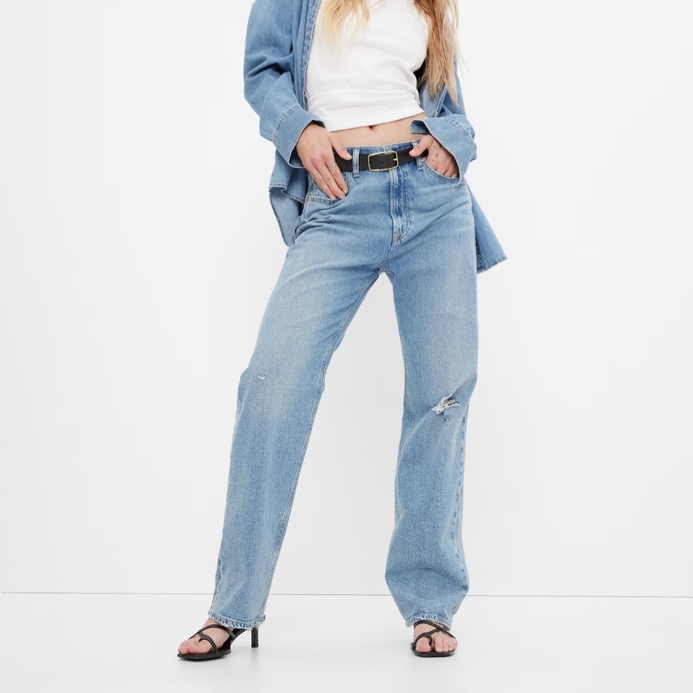 GAP High Rise Cotton 90s Loose Blue Jeans - Size 27